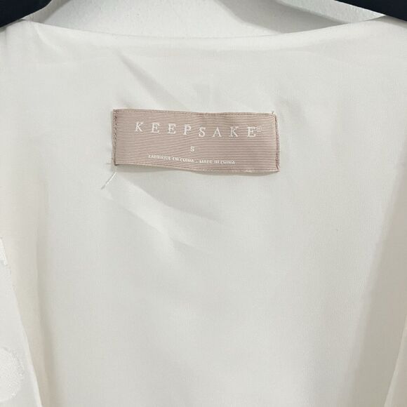 Keepsake See You Now White Polka Dot Wrap Dress Size S Long Sleeve Chiffon - Picture 6 of 11